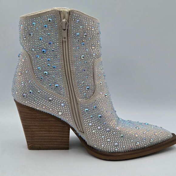 Very G Kady Women's Silver Rhinestone Booties Western Size 8 CHIC - Picture 2 of 8